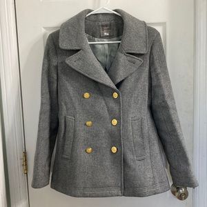 J Crew Nello Gori stadium cloth wool grey pea coat size small